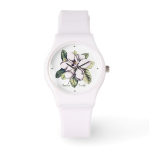 Reloj De Pulsera Magnolia Flower Monograma