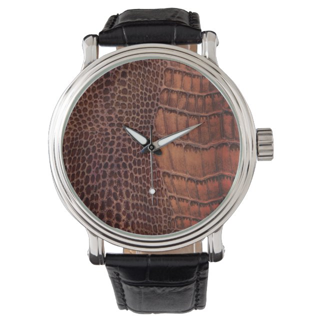 Reloj De Pulsera Mahogany Alligator Classic Reptile Leather (Faux) (Anverso)