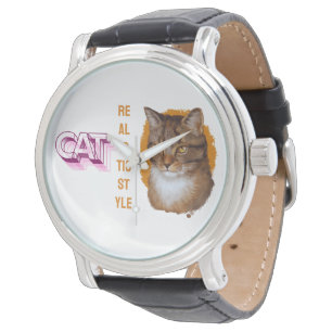 Reloj De Pulsera Majestic Whiskers — Retrato Gato de Golden Gaze
