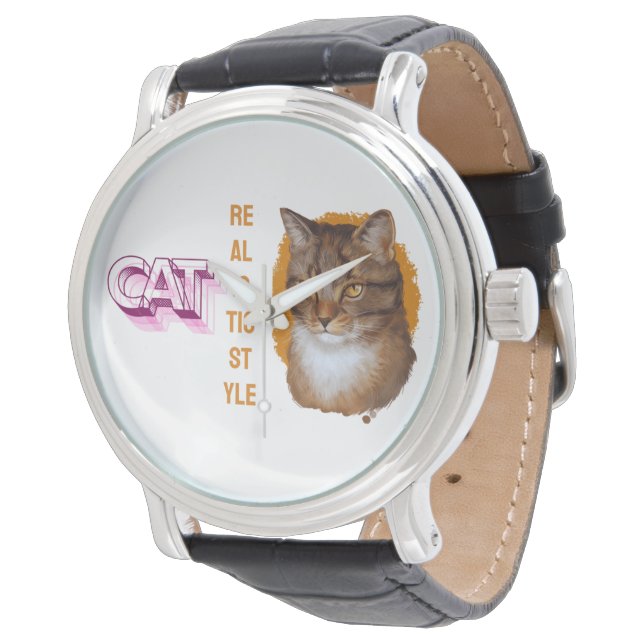 Reloj De Pulsera Majestic Whiskers — Retrato Gato de Golden Gaze (Angular)