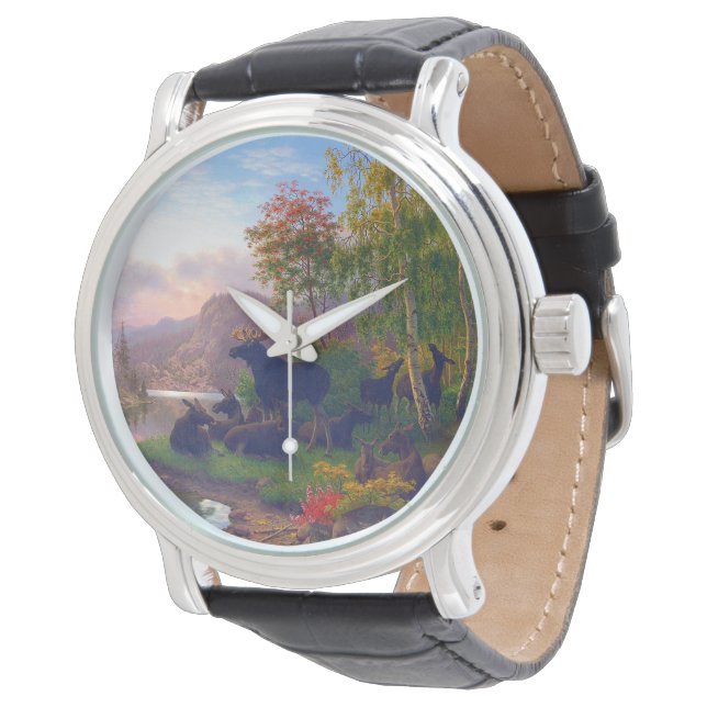 Reloj De Pulsera Majestuoso alce en un paisaje otoñal sueco (Angular)
