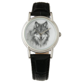 Reloj De Pulsera Majestuoso Lobo Gris Impresionante acuarela Vida s