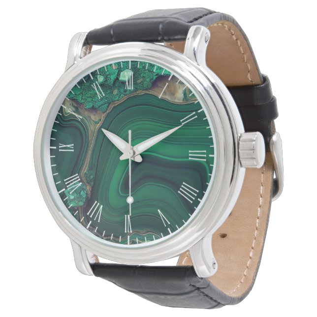 Reloj De Pulsera Malaquita Cu6CO3(OH)2 (Angular)