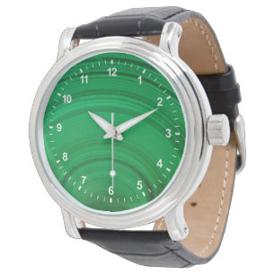 Reloj De Pulsera Malaquita Verde en Primer Plano