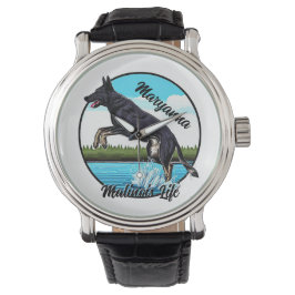 Reloj De Pulsera Malinois negro en el agua