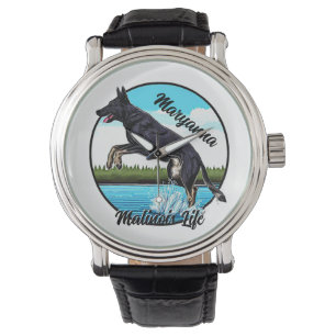 Reloj De Pulsera Malinois negro en el agua