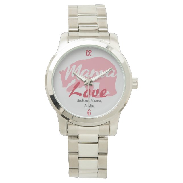 Reloj De Pulsera Mama Bear Mom Denomina Personalizar Personalizado (Anverso)