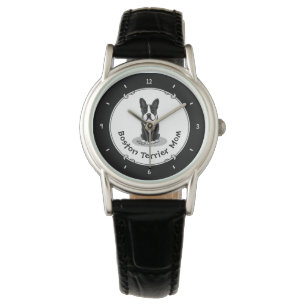 Reloj De Pulsera Mamá del Boston Terrier (negra) - Perro lindo