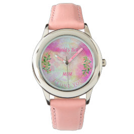 Reloj De Pulsera Mamá del Mundo Acuarela Floral Rosa