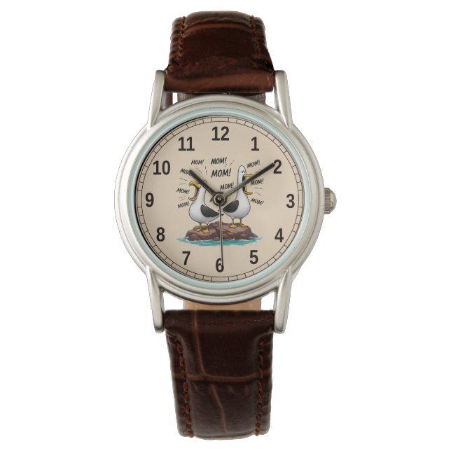 Reloj De Pulsera Mamá Gaviota Divertida Personalizada (Anverso)