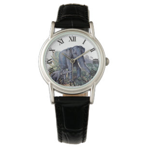 Reloj De Pulsera Mamá vintage y elefante bebé