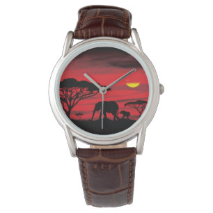 Reloj De Pulsera Mamá y elefante bebé en el Serengeti