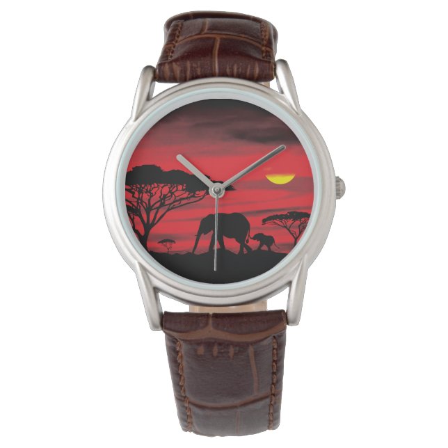 Reloj De Pulsera Mamá y elefante bebé en el Serengeti (Anverso)