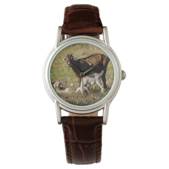 Reloj De Pulsera Mami & Baby Goats - Elige Tu Estilo Al Pedir (Anverso)