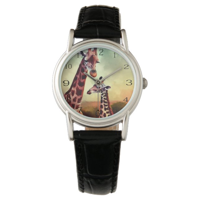 Reloj De Pulsera Mami Y Giraffe De Bebé (Anverso)