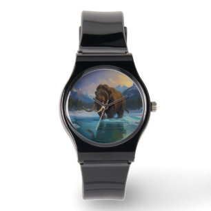 Reloj De Pulsera Mamut Wooly y Montañas Rocosas