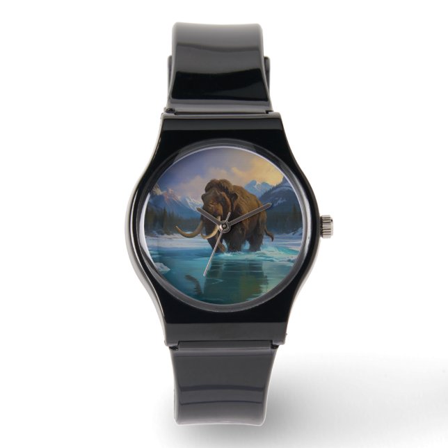 Reloj De Pulsera Mamut Wooly y Montañas Rocosas (Anverso)