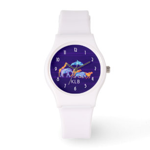 Reloj De Pulsera Manada de animales salvajes en monograma abstracto