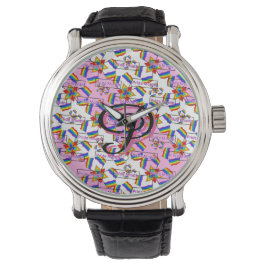 Reloj De Pulsera Mandalá de Arcoíris Monograma Orgullo - Geométrico
