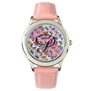 Reloj De Pulsera Mandalá de Arcoíris Monograma Orgullo - Geométrico