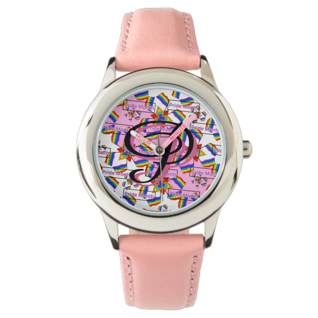 Reloj De Pulsera Mandalá de Arcoíris Monograma Orgullo - Geométrico (Anverso)
