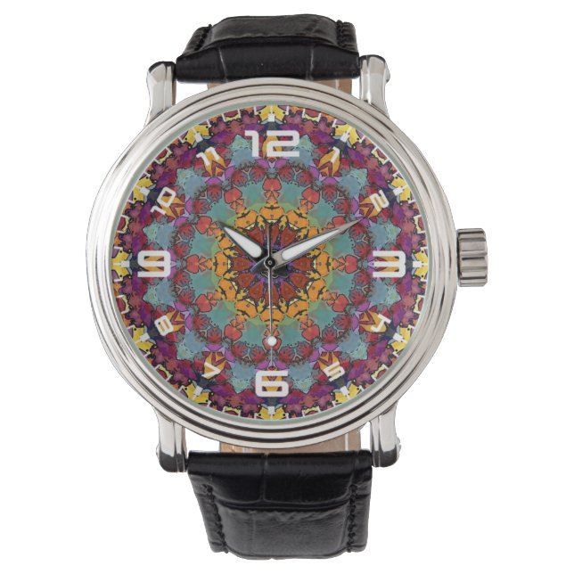 Reloj De Pulsera Mandalá de caleidoscopio fractal Patrón-64351 (Anverso)