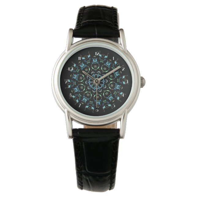 Reloj de pulsera mandala de perla turquesa (Anverso)