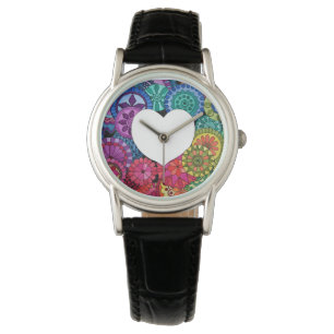 Reloj De Pulsera Mandala del arco iris de la acuarela con el