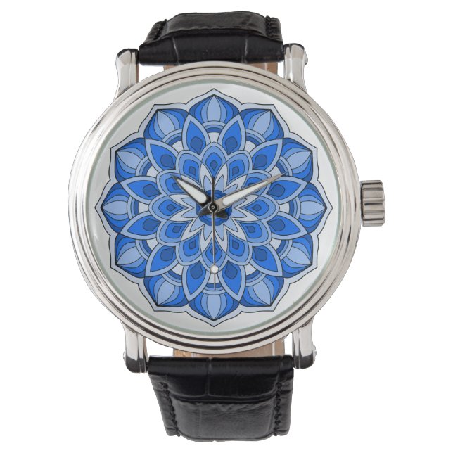 Reloj De Pulsera Mándala en azul (Anverso)