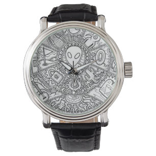 Reloj De Pulsera Mandala extranjera blanco y negro