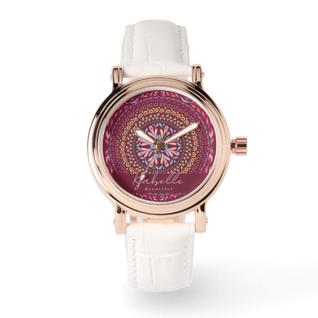 Reloj De Pulsera Mandala Magenta (Anverso)