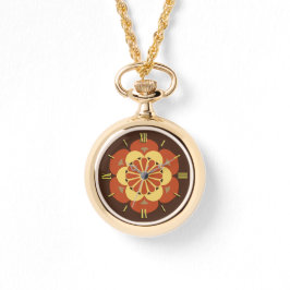 Reloj De Pulsera Mandala, marrón, roya y amarillo