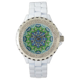 Reloj De Pulsera Mandala Retro Mosaico Green Pattern Watch