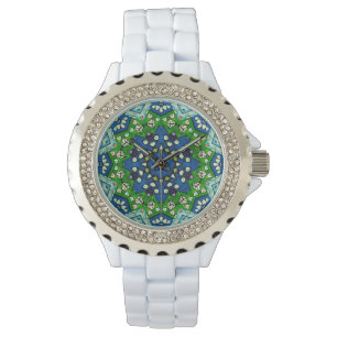 Reloj De Pulsera Mandala Retro Mosaico Green Pattern Watch