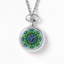 Mandala Retro Mosaico Green Pattern Watch