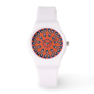Reloj De Pulsera Mandala Retro Naranja Hipster