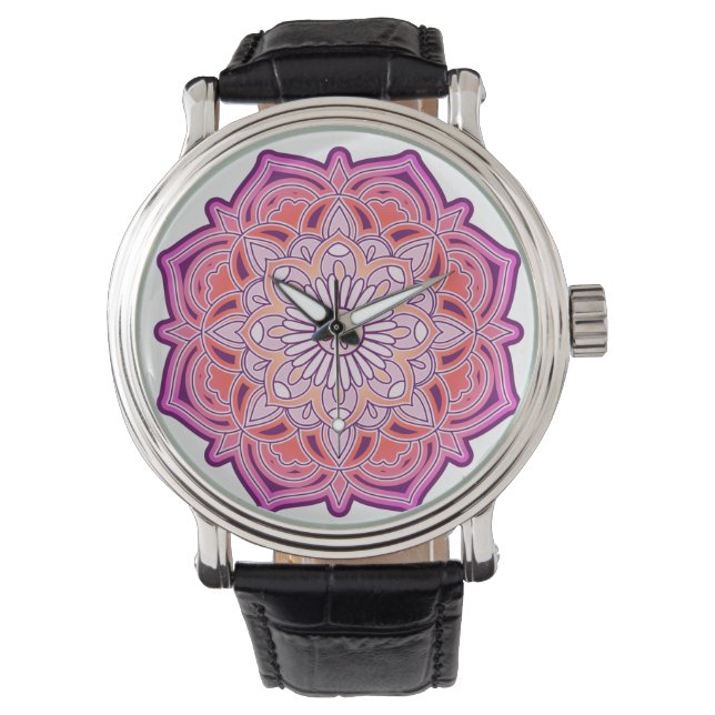 Reloj De Pulsera Mandala rosada (Anverso)