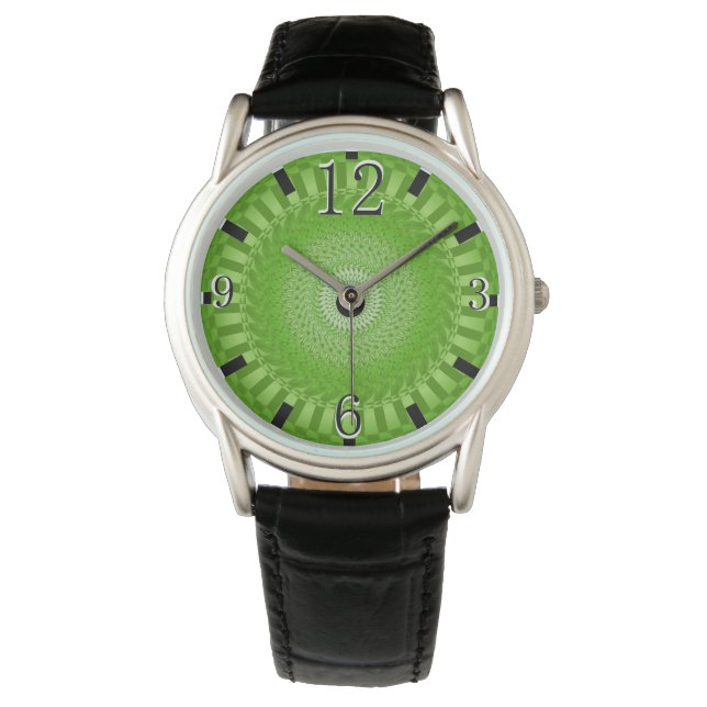 Reloj De Pulsera Mandalá verde del sol (Anverso)