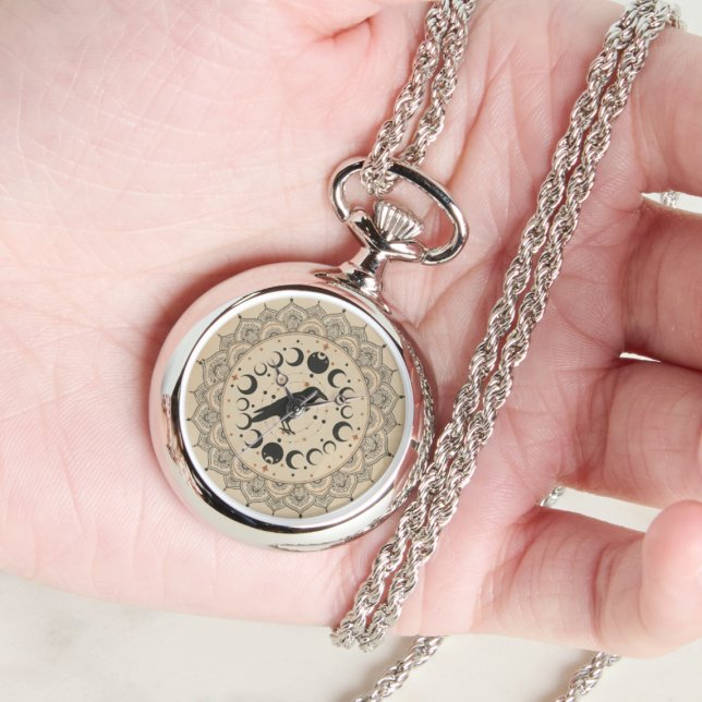 Reloj De Pulsera Mandalala de Fase Lunar de Cuervo Místico Arte Cel (Gothic raven watch)