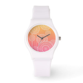 Reloj De Pulsera Mandalas blancas sobre el arcoiris rosado mezclado