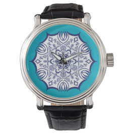 Reloj De Pulsera Mandela Azul y Blanco Con Criaturas Tumble Termal