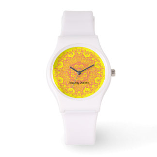 Reloj De Pulsera Mandela española-amarillo y salmón rosado