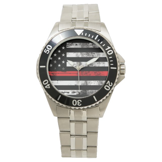 Reloj De Pulsera Mando de bomberos con bandera roja (Anverso)