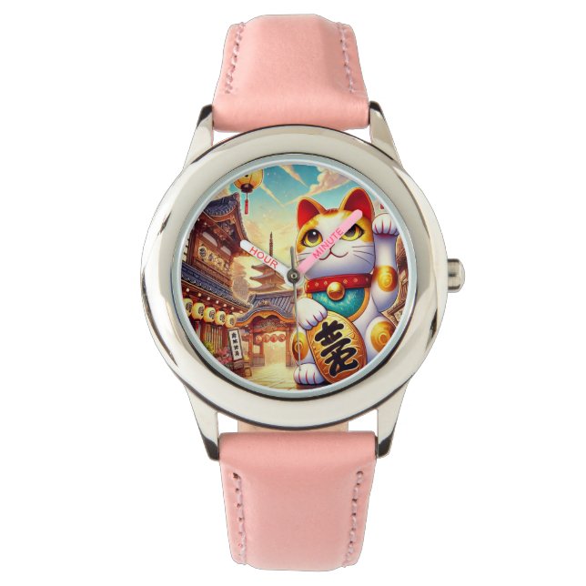 Reloj De Pulsera Maneki Neko japonés (Anverso)