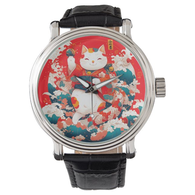 Reloj De Pulsera Maneki-Neko, un gato suertudo japonés (Anverso)