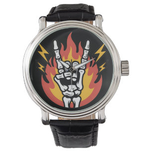 Reloj De Pulsera Mano de esqueleto de Rock and Roll: Señal de Rock 