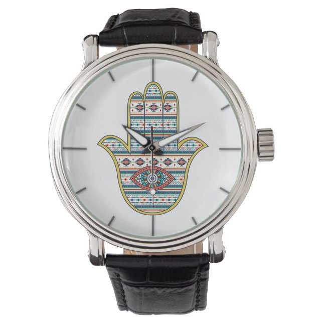 Reloj De Pulsera Mano HAMSA de Fatima Symbol (Anverso)