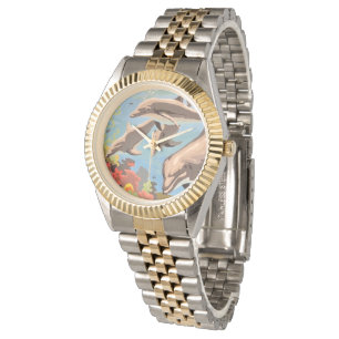 Reloj De Pulsera Mano Pintada Por Número Delfines lúdicos
