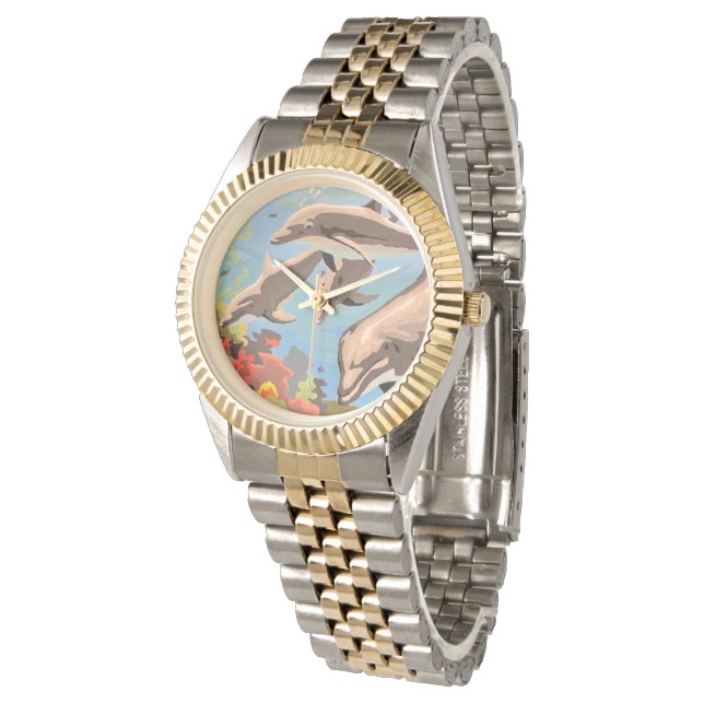Reloj De Pulsera Mano Pintada Por Número | Delfines lúdicos | (Angular)