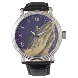 Reloj De Pulsera Manos vintage rezando con la estrella de Belén